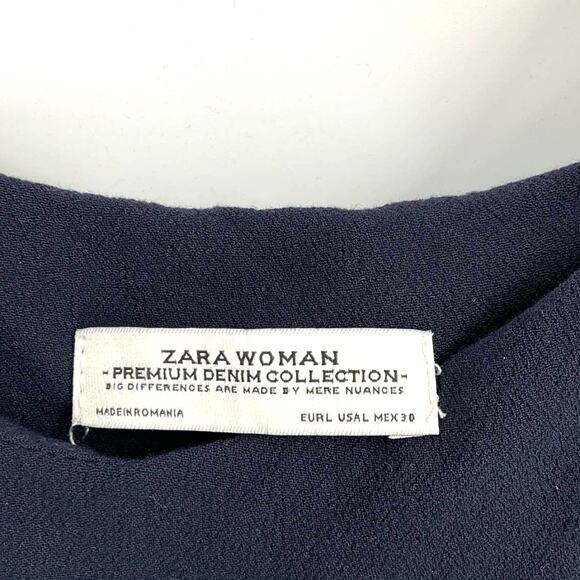 Zara Navy Blue Sleeveless Top Large Asymmetrical - Picture 4 of 7